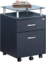 2‑Drawer Rolling File Cabinet with Lock by Techni Mobili – Regular, Glass, Graphite, Model RTA-S06-GPH06