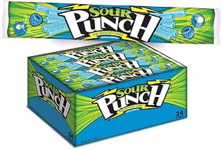 American Licorice Blue Raspberry Sour Punch Straw Candy -- 288 per case.