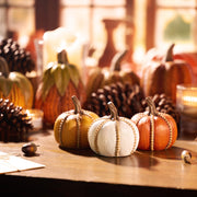 Valery Madelyn Resin Pumpkin Set, 3.5 Inch, White Brown