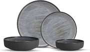 Fortessa Northern Lights Stoneware 16 Piece Dinnerware Set, Service for 4, Borealis Silt