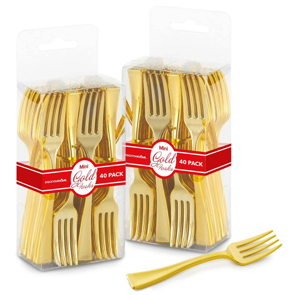 Stock Your Home Mini Fork / Gold / 80 Dessert Forks