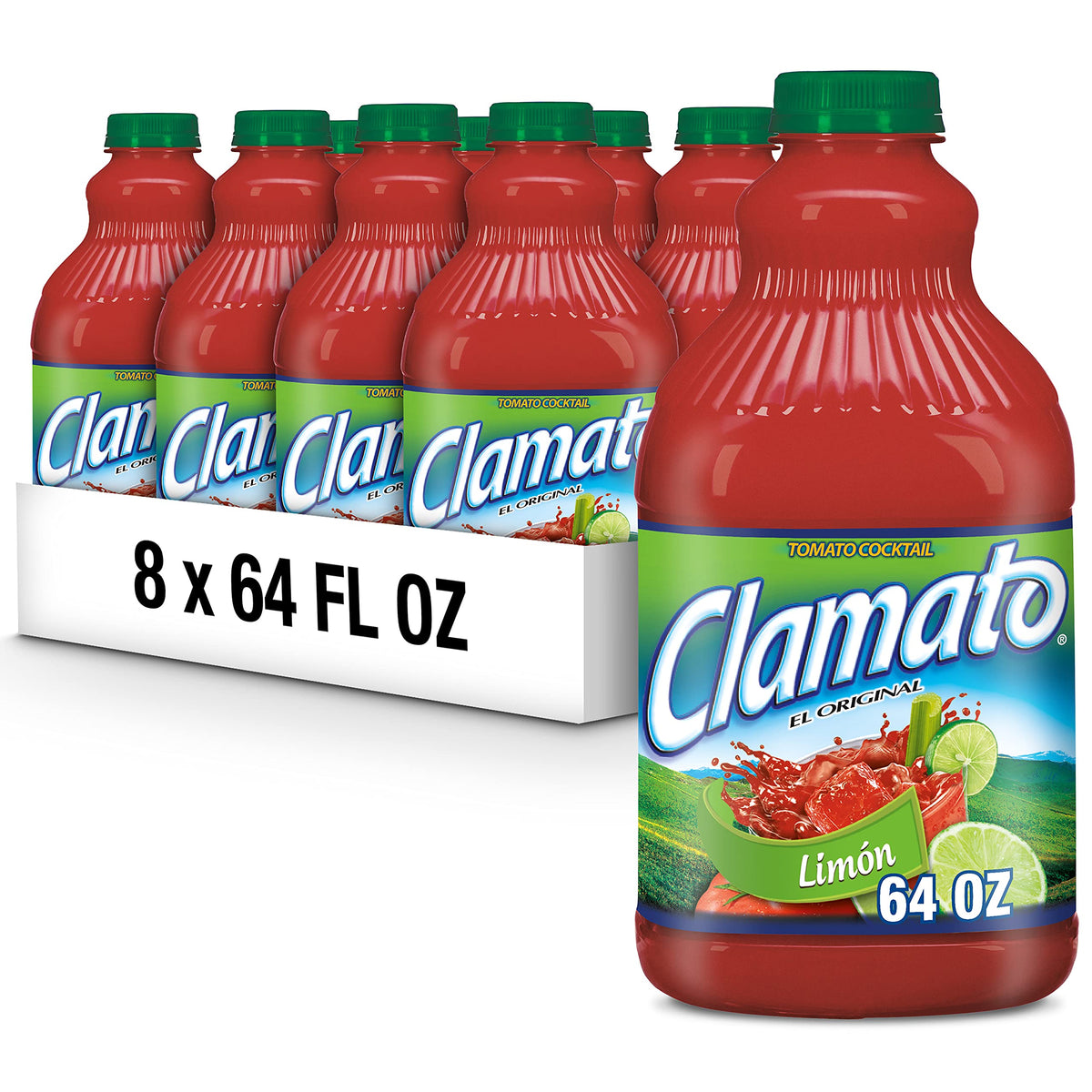 Clamato Lime / 64 Fl Oz (Pack of 8) / Limon Vegetable Juice