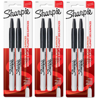 Retractable Permanent Markers by Sharpie – 1 Count (Pack of 6), Black, Pack of 3, Model 32724PP3PK