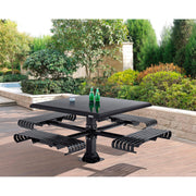 46" Square Steel Slat Picnic Table with Solid Top by Global Industrial – Alloy Steel, Black, Model 271674