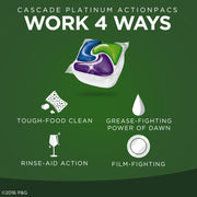 Platinum ActionPacs Dishwasher Detergent by Cascade – 4 Count (Pack of 1), Fresh Scent, Model 10037000984228