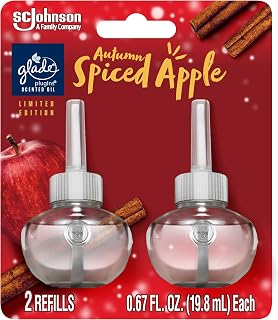 Glade PlugIns Refills Air Freshener, Scented and Essential Oils for Home and Bathroom, Autumn Spiced Apple, 1.34 Fl Oz, 2 Count