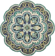 Furnifact Green Indoor Area Rug, 5' Round Bohemian Style, Durable Spot Clean-Only Material, Perfect for Living Room, Bedroom, and Contemporary Spaces
