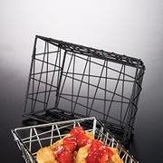 American Metalcraft BZZ95B Small Rectangular Metal Wire Zorro Bread Basket, 9" L x 6" W, Black