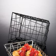 American Metalcraft BZZ95B Small Rectangular Metal Wire Zorro Bread Basket, 9" L x 6" W, Black