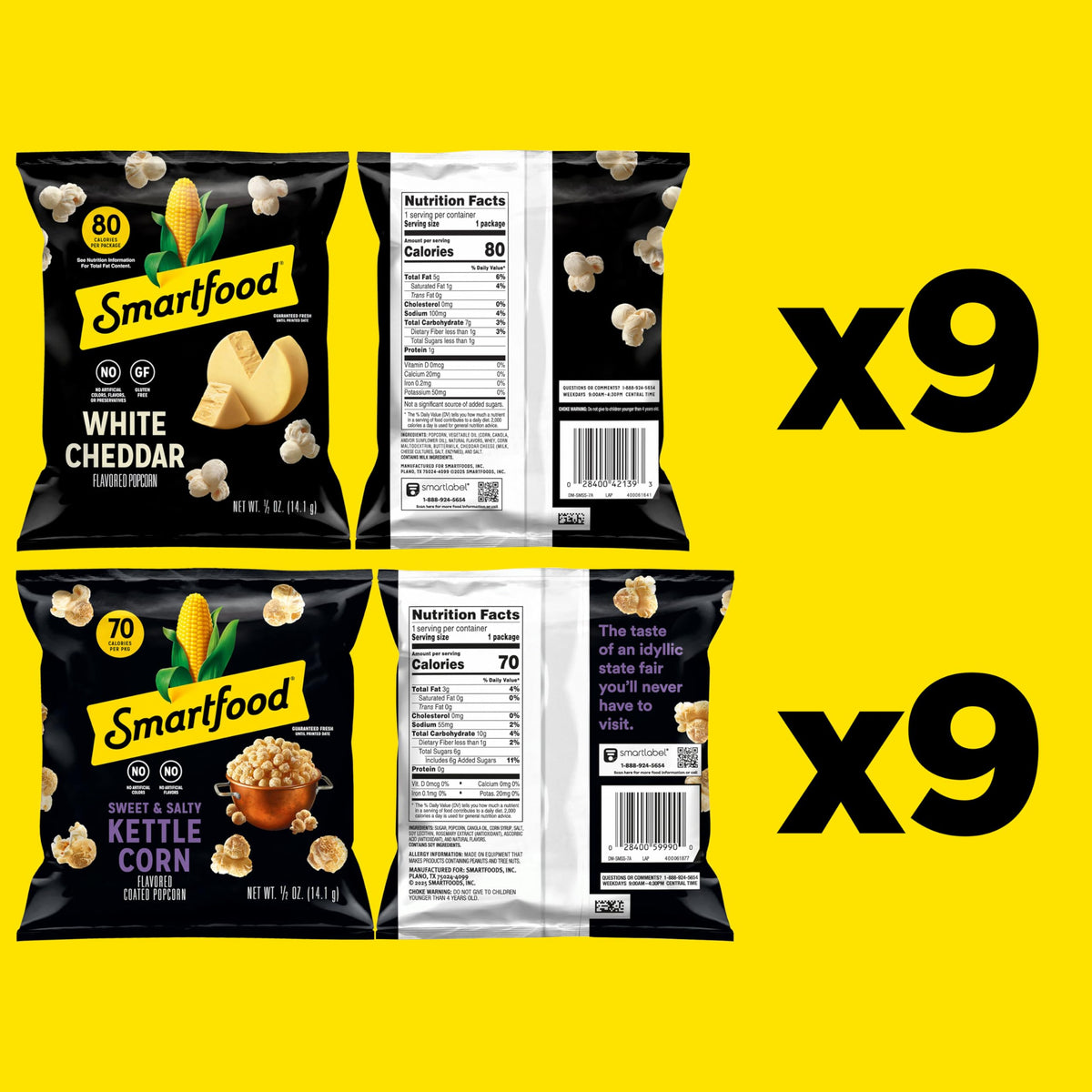 Smartfood Variety Pack / 0.5 Ounce (Pack of 18) / 1 Popped