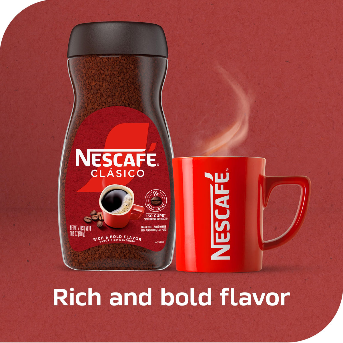 NESCAFÉ Clasico Dark Roast Instant Coffee by Nescafe – 10.5 Ounce (Pack of 1), Model 028000462987
