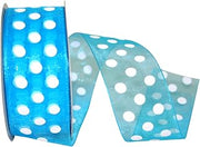 Reliant Ribbon 25639-913-09J Chiffon Asprin Dot Ribbon, 1-1/2 Inch X 25 Yards, Turquoise
