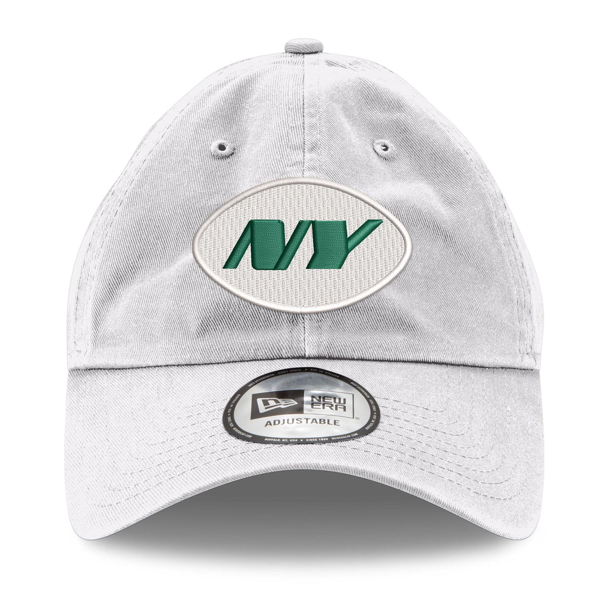 Men's White New York Jets Casual Classic Adjustable Hat by New Era – Cotton, New York Jets, White, Model Nfl Casual Classic Unstructured Adjustable