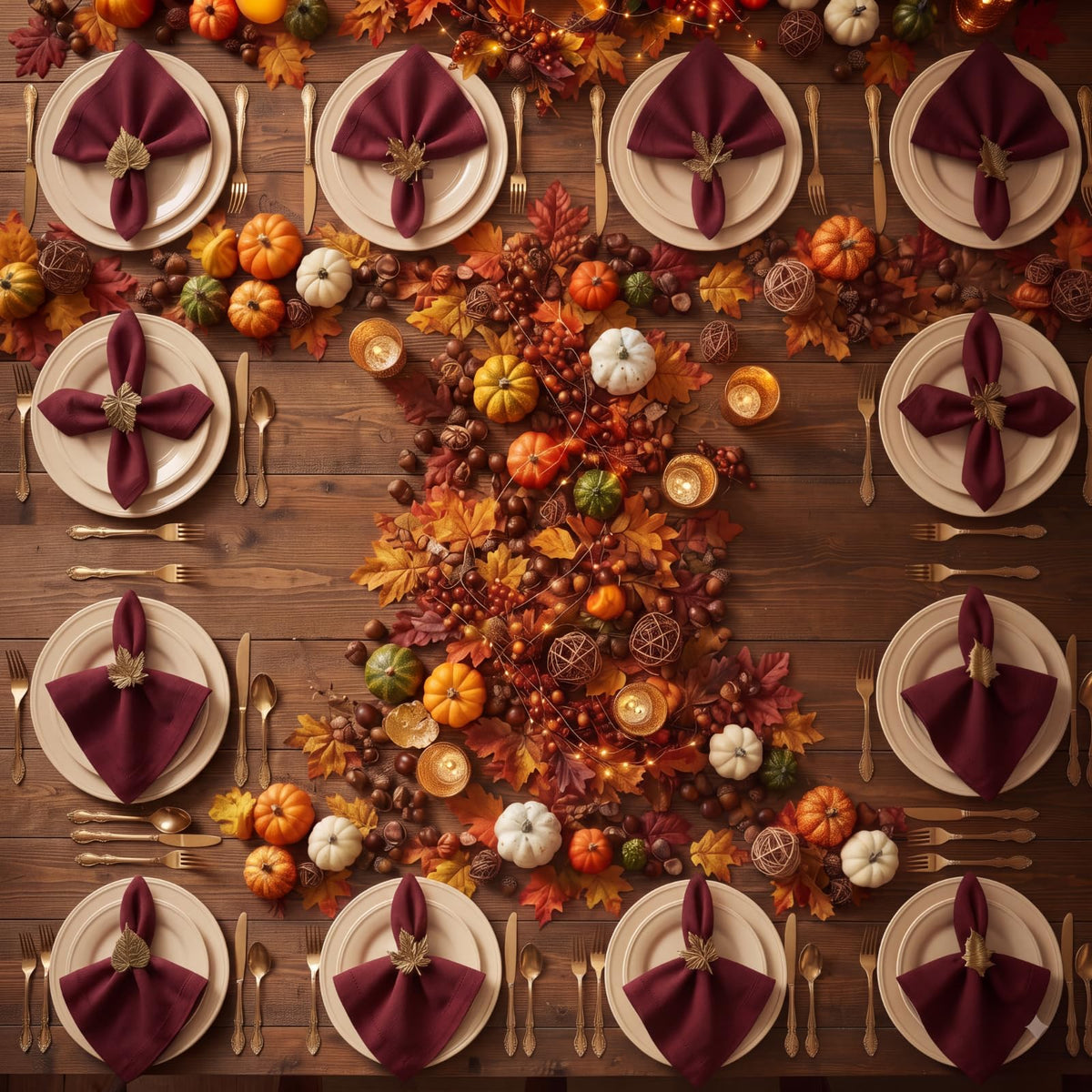 Patelai Pumpkin Napkin Rings, Set of 24, Assorted Fall Leaf and Pumpkin Shapes