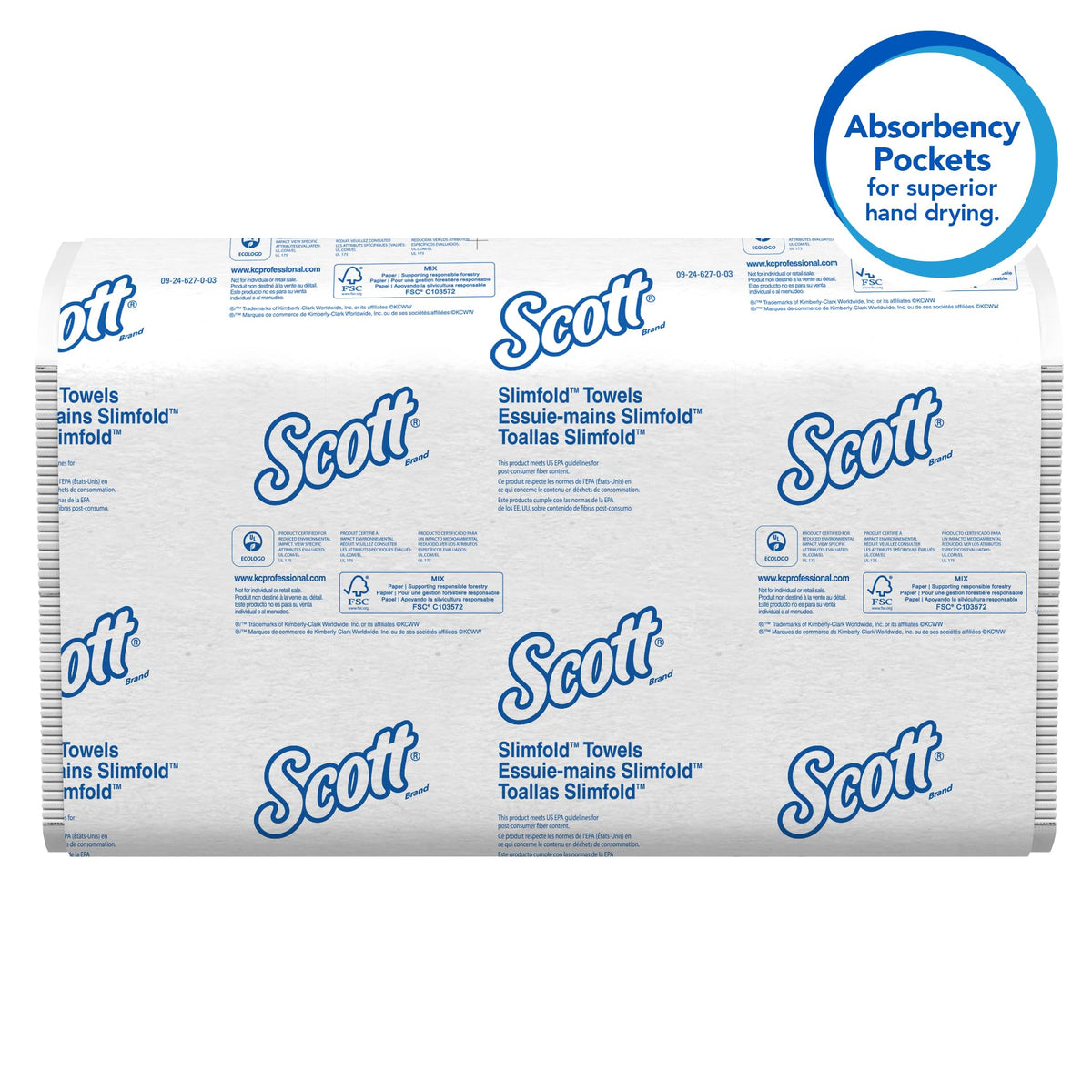 Slimfold Paper Towels by Scott Professional – 90 Count (Pack of 24), Bamboo, White, Pack of 2160, Model KCC04442