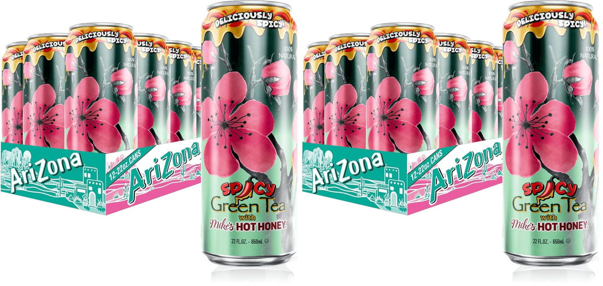 AriZona Green Tea with Hot Honey / 22 Fl Oz (24 Pack) / 24 Iced Tea