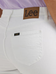 Women's Legendary Rolled Denim Bermuda Short White by Lee – Cotton, Polyester, Spandex, White, Model 112346689