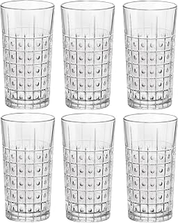Bormioli Rocco Bartender Este 16.5 oz. Cooler Drinking Glasses for Cold Drinks, Juices, and Cocktails, Clear, Set of 6