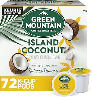 Green Mountain Coffee Roasters Island Coconut, Keurig Single-Serve K-Cup Pod, Flavored Light Roast Coffee Pods, 72 Count