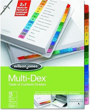 Wilson Jones Multidex Index Assorted Color 15-Tab, 1-15, 8.5 x 11 Inches, 15 per Set (91503)