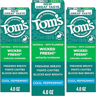 Tom's of Maine Wicked Fresh Fluoride Toothpaste, Peppermint, 3 Pack, 4 oz