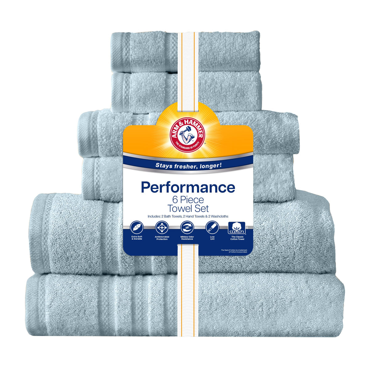 ARM & HAMMER Light Blue / Towel Set (Washcloths, Hand Towels, Bath Towels) / 1 Towel Sets