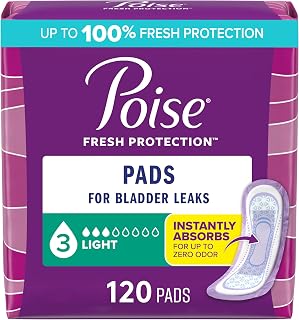 Poise Incontinence Pads & Postpartum Incontinence Pads, 3 Drop Light Absorbency, Regular Length, 120 Count (4 Packs of 30), Packaging May Vary