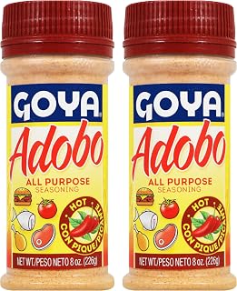 Goya Adobo Hot All Purpose Spice, Latin Spicy Blend, Meat, Pack of 2, 8oz