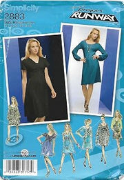 Misses Knit Dress Sewing Pattern Sleeve Variations Overbodice Simplicity 2883 Size 6-8-10-12-14 Project Runway