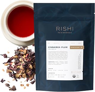 Rishi Tea Cinnamon Plum Organic Herbal Loose Leaf Tea, Caffeine Free, 4oz