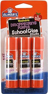 Elmer's Washable Dissappearing Purple School Glue Sticks, 3 Pack, 6 grams Each (E520)