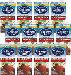 College Inn Reduced Sodium Beef Bone Broth, 12 Pack, 32 oz Carton,Clear