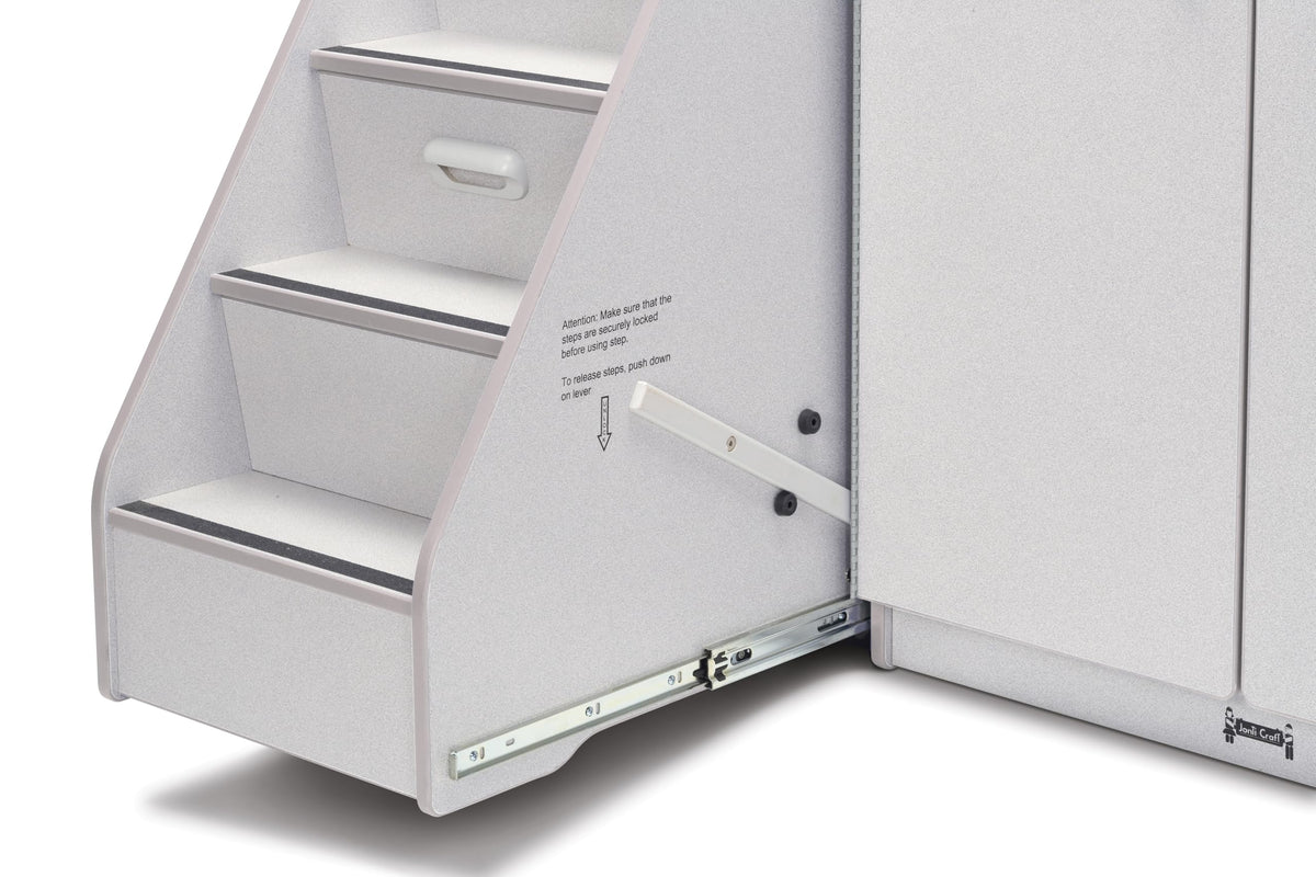 Rainbow Accents Diaper Changer with Stairs - Left - Gray by Jonti-Craft – Wood, Grey, Model 5145JC000