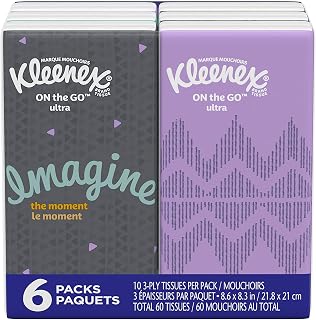 Kleenex Facial Tissues, 10 Sheets, 6 Count