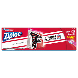 Slider Storage Gallon Bag by Ziploc – 20 Count (Pack of 1), 1.0 gallons, Atlanta Falcons, Model 305543
