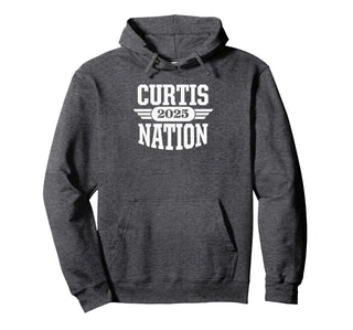 Curtis High School Nation 2025 HS Pullover Hoodie by Curtis Warriors Official High School Gear – Polyester, Grey, Model T6M86AR5XJC