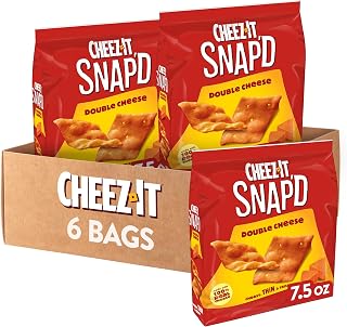 B093ZKTHCK– Cheez-It Snap'd Cheese Cracker Chips, Thin Crisps, Lunch Snacks, Double Cheese, 45oz Case (6 Bags)