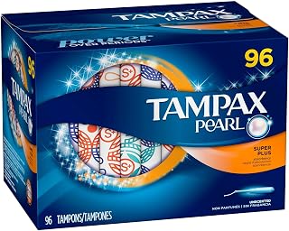 Tampax Pearl Unscented Tampons, Super Absorbency (96 ct) (Pack of 3)