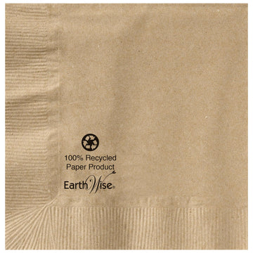 Earth Wise Kraft Beverage Napkin by Hoffmaster – 10", Tissue, Natural, Pack of 3000, Model 180230