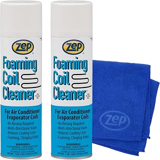 Zep Foaming Coil Cleaner - 18 oz (2 Pack) & Microfiber Rag