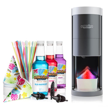 S777 HomePro Shave Ice Machine With 3 Flavor Snow Cone Syrup Pack Including Party Ready Accessories by Hawaiian Shaved Ice – Commercial Grade