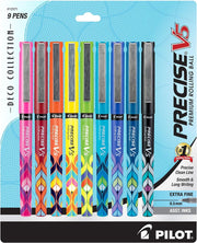 Precise V5 Rollerball Pens by PILOT – 9 Count (Pack of 1), Plastic, Assorted Colors, Model 12571