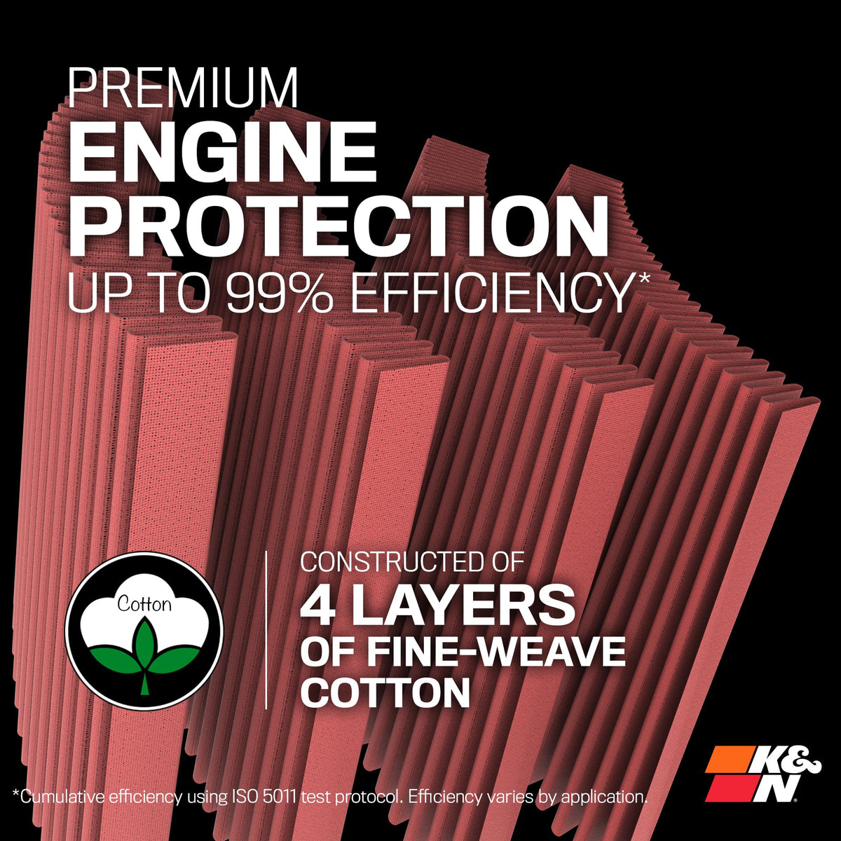 High-Flow Original Lifetime Universal Clamp-On Air Filter: High Performance by K&N – Cotton, Red, Model RU-1042