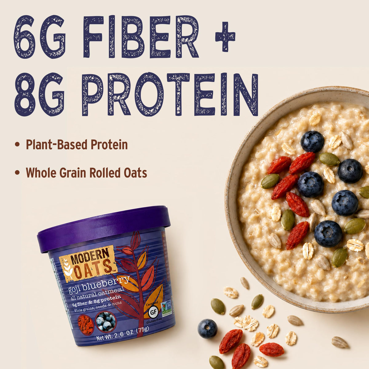 Modern Oats Goji Blueberry / 2.6 Ounce (Pack of 12) / 12 Breakfast Foods