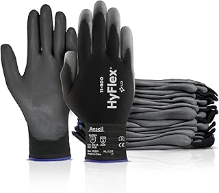 Ansell HyFlex 11-600 Black Light Duty Work Gloves, Size S, 12 Pairs