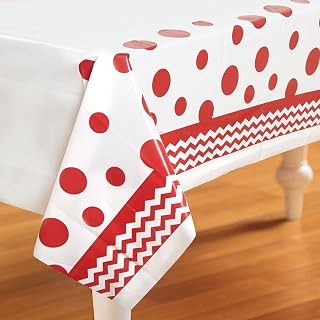 Creative Converting Celebrations Plastic Table Cover, 54 by 108", Classic Red