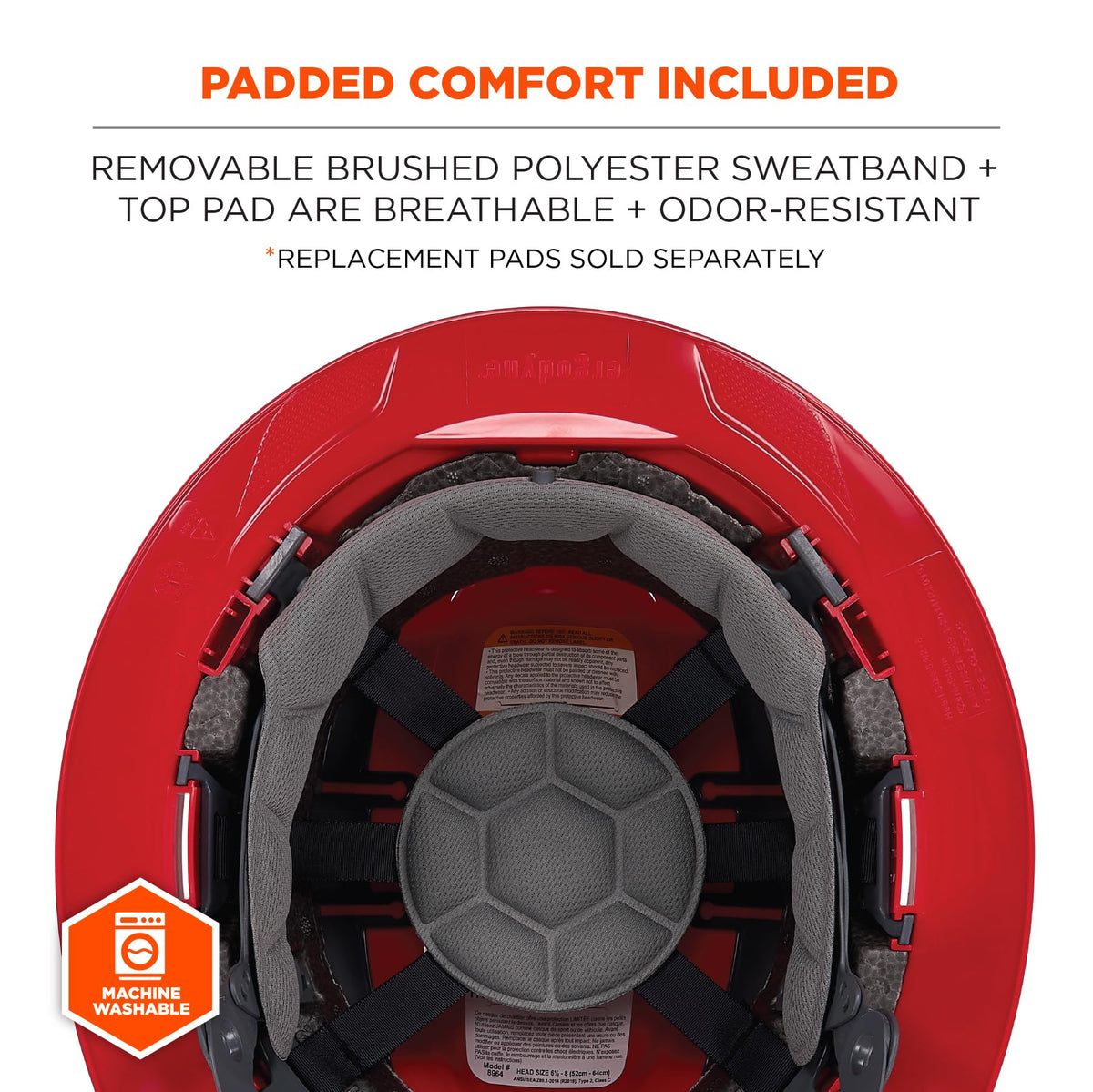 Ergodyne Red / Full Brim Safety Helmet - Type 2, Class C / 1 Head Protection