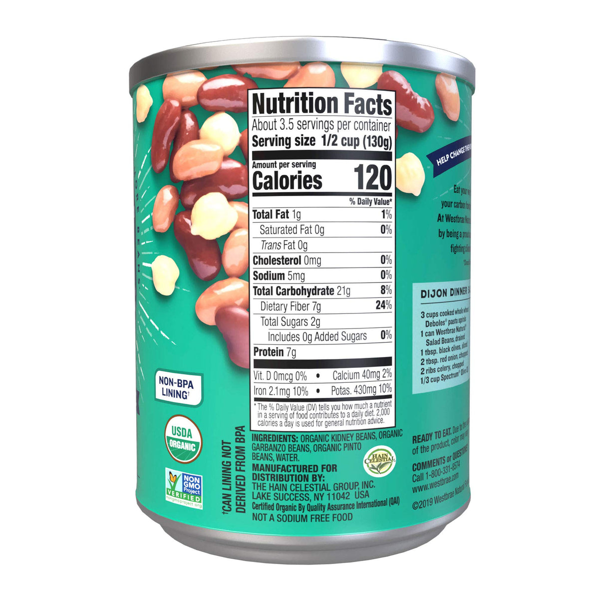 Westbrae Natural Salad Beans / 15 Ounce (Pack of 12) / No Color Black Beans