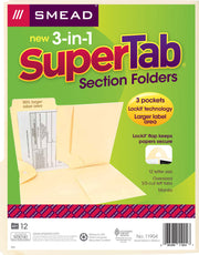3-in-1 SuperTab Section Folder by SMEAD – Letter, 11 pt. Stock, Manila, Model 11904