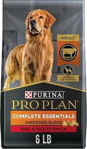 Purina Pro Plan High Protein Dog Food With Probiotics for Dogs, Shredded Blend Beef & Rice Formula - 6 lb. Bag
